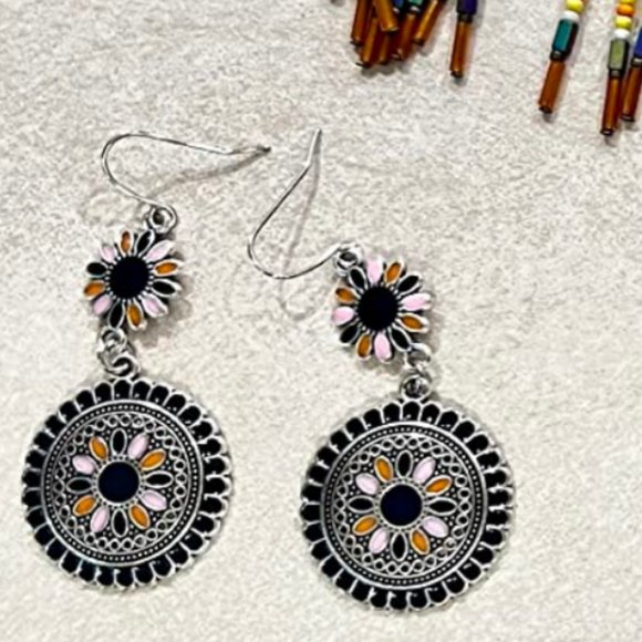 Flower Earrings Dangle Drop Dangling Unique Boho Bohemian Jewelry Ladies Fashion - Picture 5 of 6